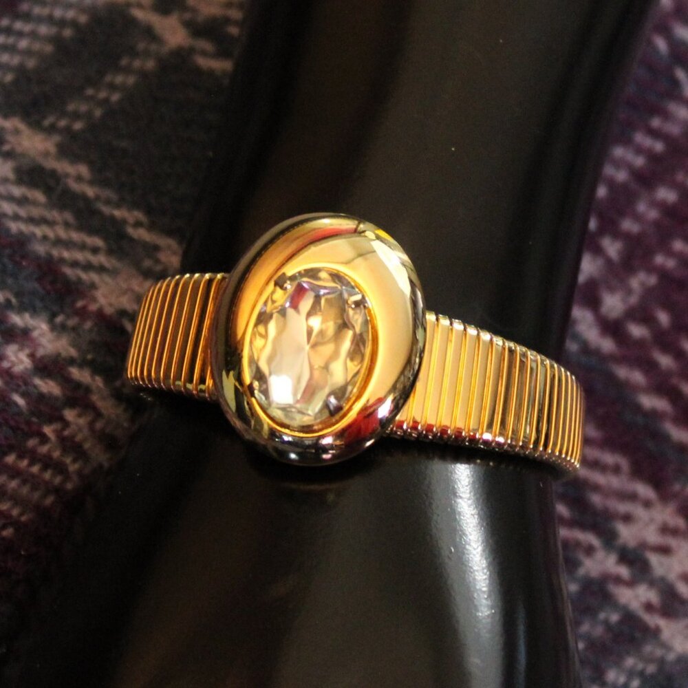 NWT Vintage Stretch Gold Tone  Watchband Rhinestone Bracelet